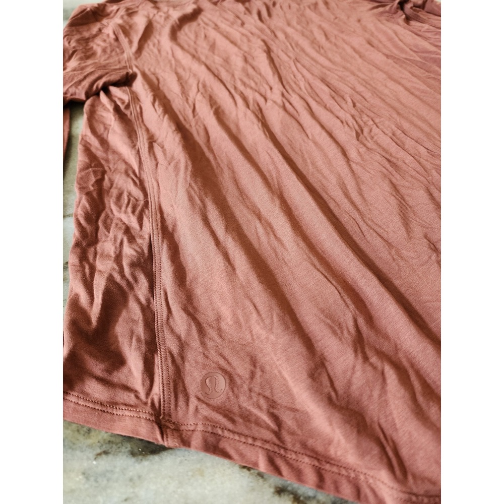 Lululemon Long Sleeve Shirt V-Neck Split Back Terracotta Rust Tunic Oversized M - Picture 7 of 7